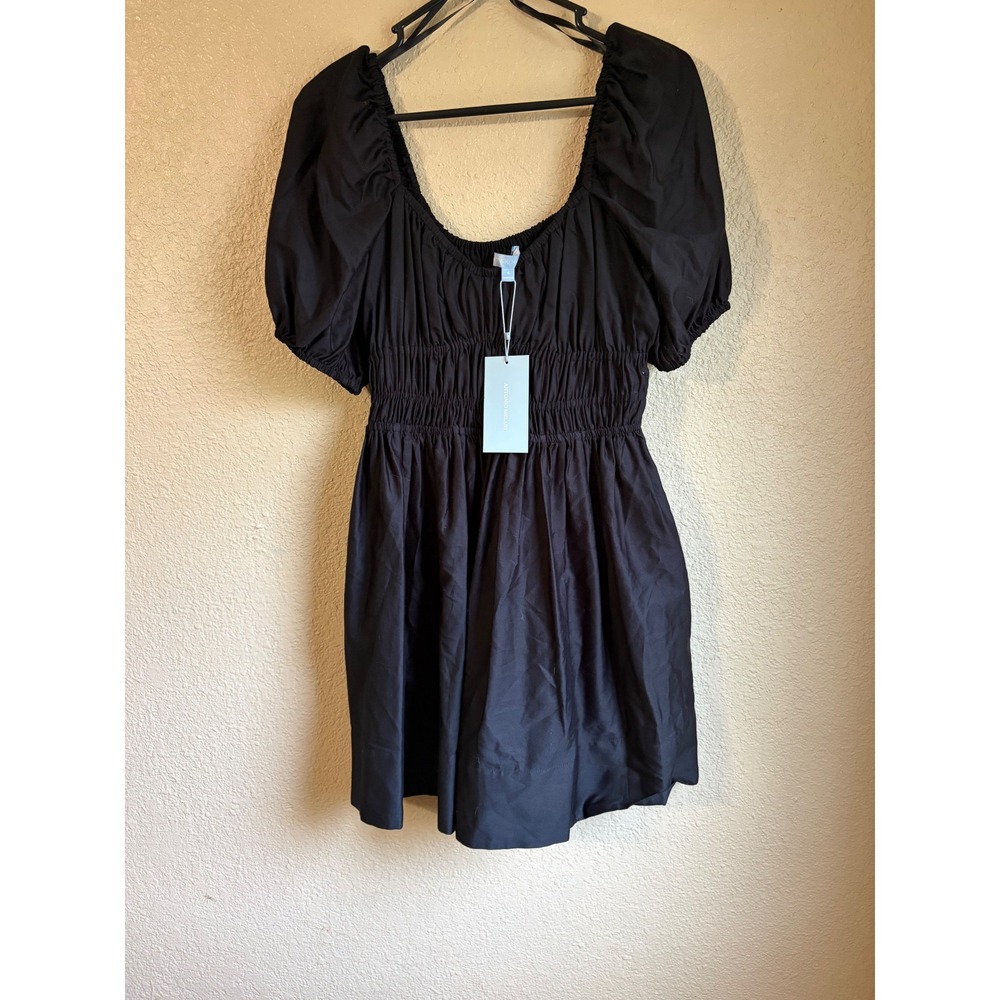 Antonio Melani Chappell Black Smocked Puff Sleeve Mini Dress Size 6 NWT $179